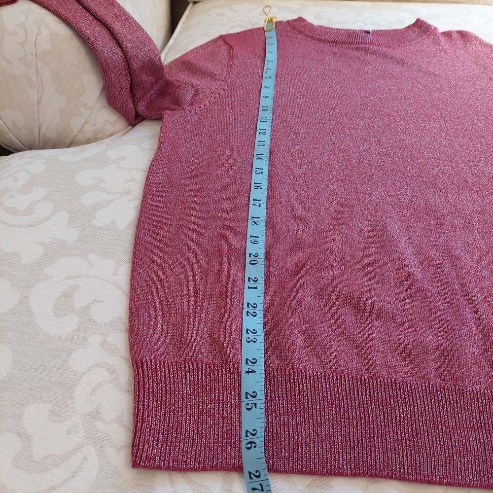 Jeff The Bennett Men's Crew Neck Sweater Wine Silver Lurex Size Large $198 NEW! - Picture 10 of 13